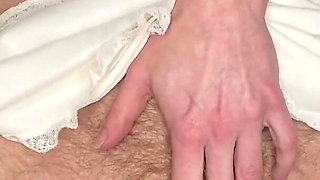 Cspot Wearing a Vintage Knee Length Slip Rides a Dildo to Orgasm