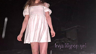 Teenager Plays in the Garden Without Panties