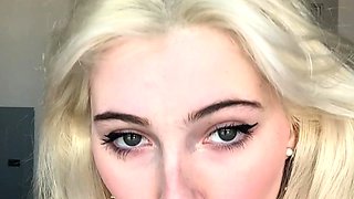 Blonde tight pussy babe solo toy fun in glamour masturbation