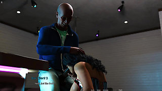 MILF Anna Sucking Old Man Huge Black Cock in Bar and Cum Swallows