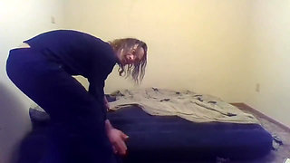 Clothed Transgirl Hoping You a Good Nite & Making a Guest Bed for You (sfw)