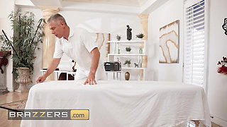 BRAZZERS - Hot Businesswoman August Skye Orders Masseur Mick Blue To Give Her The Full Service