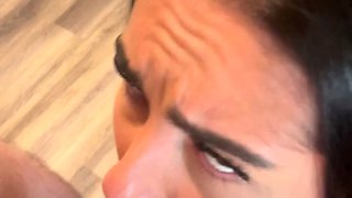 Hot brunette slut for extreme amateur pov blowjob