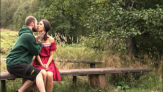 A Walk in Nature, I Fucked My Brunette Girlfriend on the Bridge and Filled Her Mouth