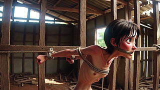 Extremely Skinny Girl in Bondage - Desperate in Brazilian Construction Site