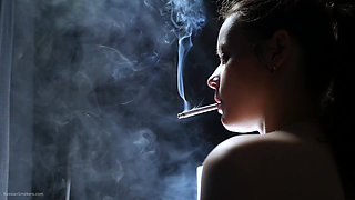A Little Bit Naked Smoking Girl