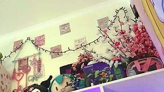 Close up with teen blonde sex doll rubbing her cunt