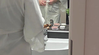 Beautiful Busty Babysitter Masturbates in Owners' Bedroom.