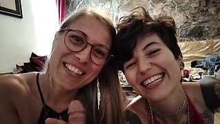 POV Double Blowjob with Natalie and Thea