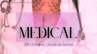 Big tit doctor milks cock with empty balls - French medical handjob cumshot