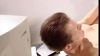 Cute Peacheriono with Flaming Auburn Hair Asked Her Work Fellow to Explain How to Use New Copying Machine