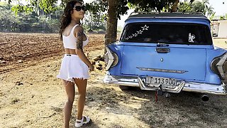 Shameless Monika Fox With Naked Tits Pissing Outdoors Under