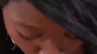 Sexy ebony brunette Lexxi Loads POV deepthroat blowjob cum swallow