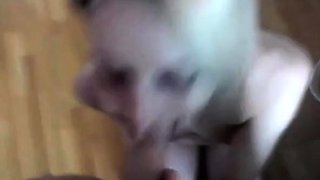 Skinny Blonde Amateur Sucks and Facial on Webcam