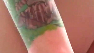 Tattooed blonde Tabitha James rides her friend's big cock