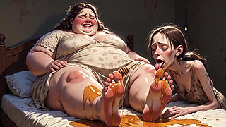 Fat SSBBW Humiliating Skinny Girl with Her Big Feet