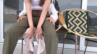 Public sex of lesbians on the beach