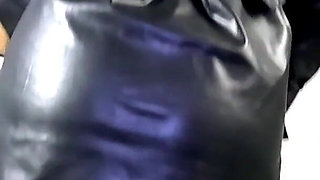 Leather Smoking Seduction. Cameltoe Tease and Dildo Ride Orgasms