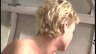 Cute blonde loves sucking white boy's dick in the back of a van