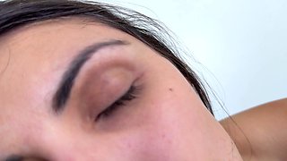 Hot brunette big boobs toying pink pussy