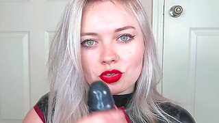 Slutty amateur blonde smoking and jerking dick