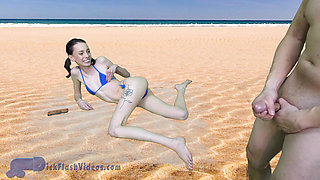 Petite Teen Aria Haze gets Dick-Flashed at the Beach CFNM