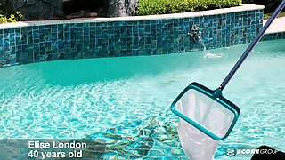 Divorcee Elise London fucks the pool boy