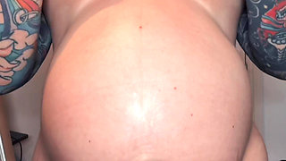Rubbing Lotion Into 38 Week Pregnant Bump & Big Tits