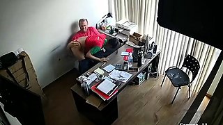 Slutty secretary sucks cock and gets fucked on hidden camera