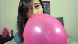 mscakes blowing up balloons before my party