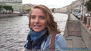 Casting amateur gets her tight cunt fucked