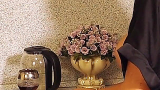 Hard Sex in the Kitchen with a Friend's Wife, Fucked in All Holes, Made Her Cry