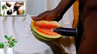 Male masturbation porn using sweet watermelon as a wet pussy. I fucked & enjoyed while watching female hot pussy till I got cum