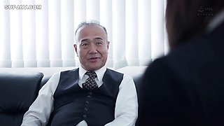 Busty Long-Haired Hentai Office Secretary in Pantyhose Endures Harassment from Her Boss After Signing