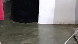 While I Pump the Pedal of My Cooking Machine in Panties This Man Looks at Me and Repairs the Machine