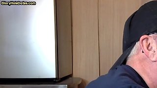 Gay wild dude enjoys blowing nice dick in gloryhole