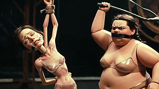 Skinny Slave in Bondage Whipped by Fat SSBBW Mistress